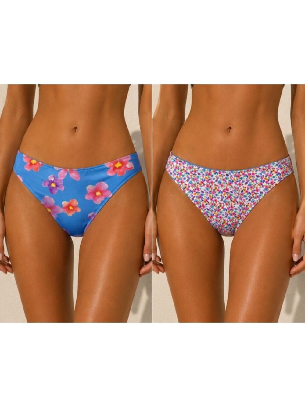 Wild Fable Reversible Bikini Bottom L Floral Mid Rise Ultra High Leg & Cheeky NW